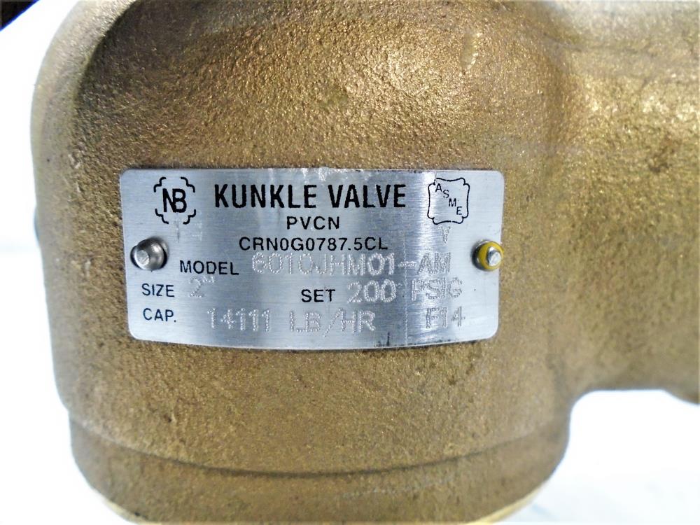 Kunkle 2" MNPT x 2-1/2" FNPT Steam Safety Relief Valve, 200 PSIG, Bronze